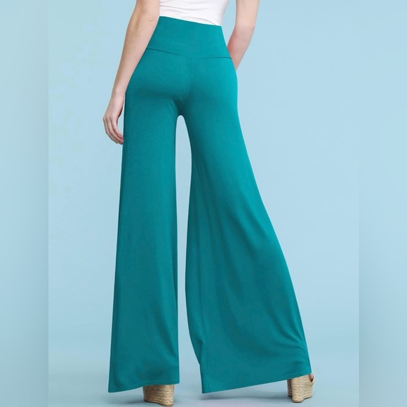 Women's Casual Comfy Wide Leg Palazzo Lounge Pants -jade - Picture 2 of 5